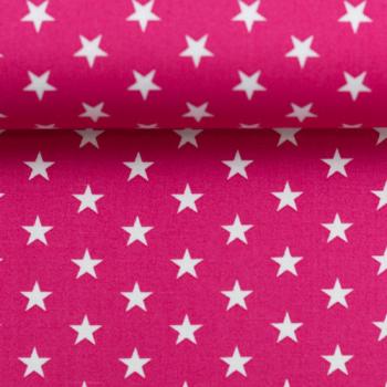 Preview: Baumwoll Druck Sterne Pink/Weiß  Ø 1 cm